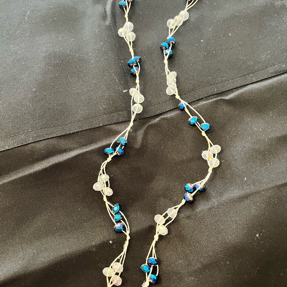 Unique Blue and White Beaded Necklace